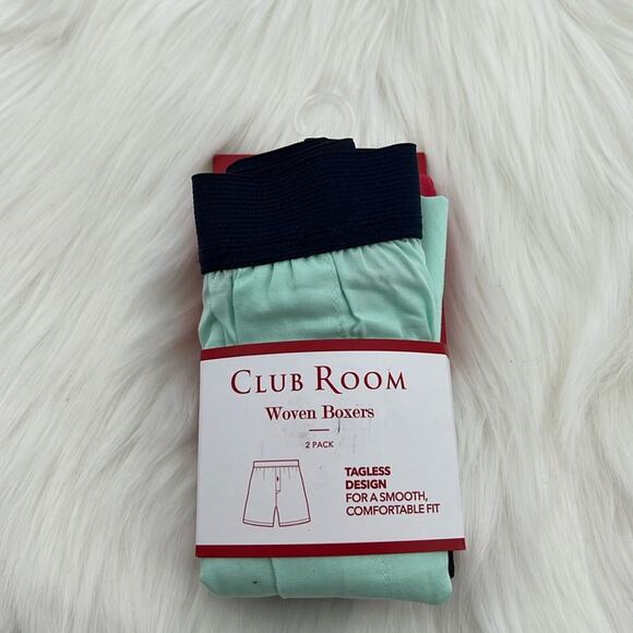 Club Room Men's Woven Boxers Tagless - Mint/Red - Small - NWT - Picture 1 of 6